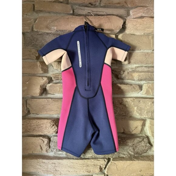 Dive & Sail Kids Shorty Wetsuit Sz S Pink Navy Neoprene “She’s So Lucky” Cactus - Picture 3 of 10